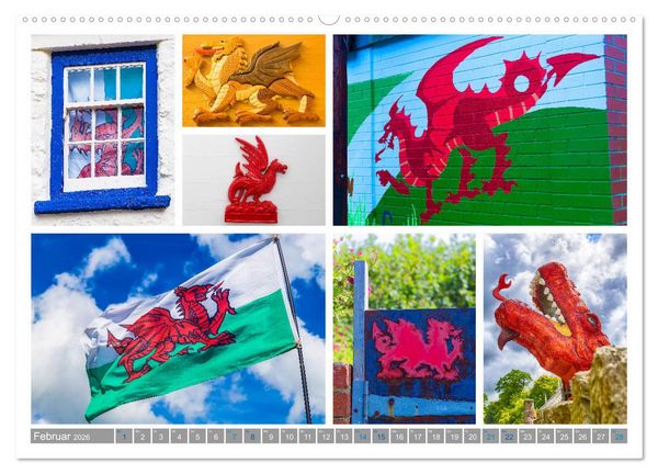 Produktbild: Sehnsucht Wales - Collagen eines Landes (Wandkalender 2026 DIN A2 quer), CALVENDO Monatskalender