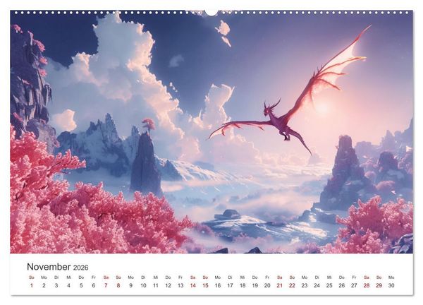 Produktbild: Das Jahr der Drachen (hochwertiger Premium Wandkalender 2026 DIN A2 quer), Kunstdruck in Hochglanz