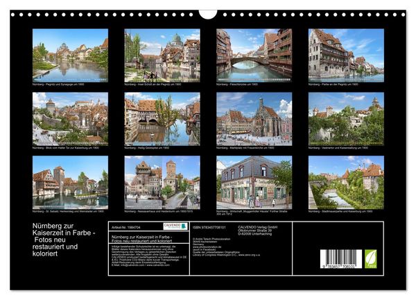 Produktbild: N&uuml;rnberg zur Kaiserzeit in Farbe - Fotos neu restauriert und koloriert (Wandkalender 2026 DIN A3 quer), CALVENDO Monatskalender