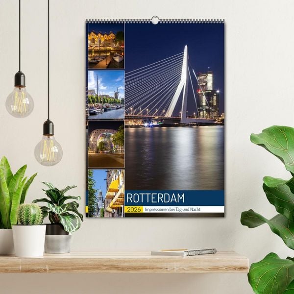 Produktbild: ROTTERDAM Impressionen bei Tag und Nacht (Wandkalender 2026 DIN A2 hoch), CALVENDO Monatskalender