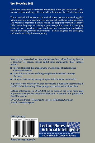 Produktbild: User Modeling 2003