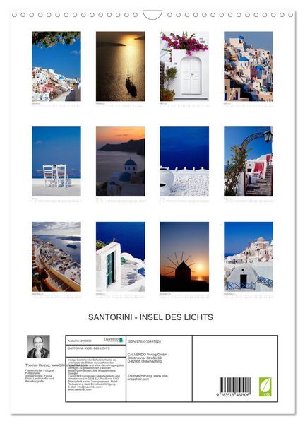 Produktbild: SANTORINI - INSEL DES LICHTS (Wandkalender 2026 DIN A3 hoch), CALVENDO Monatskalender