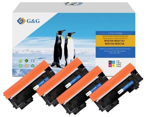 G&G Toner ersetzt HP 117A Kompatibel Kombi-Pack Schwarz, Cyan, Magenta, Gelb NT-PH2070BK/C/M/Y-B-V3-4-S1