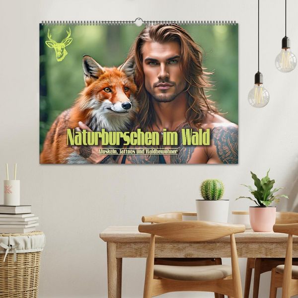 Produktbild: Naturburschen im Wald - Muskeln, Tattoos und Waldbewohner (Wandkalender 2026 DIN A2 quer), CALVENDO Monatskalender