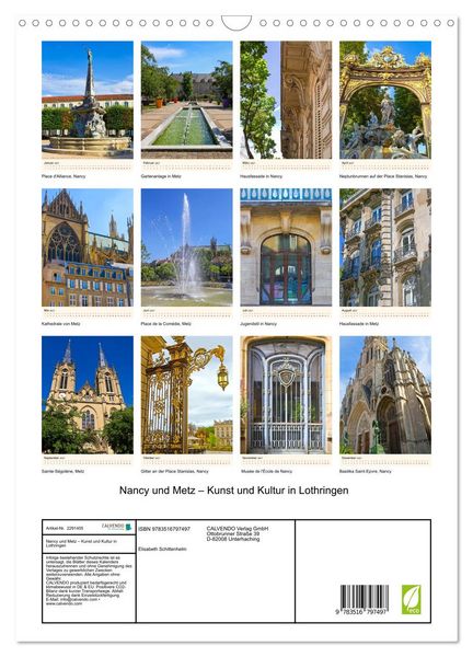 Produktbild: Nancy und Metz &ndash; Kunst und Kultur in Lothringen (Wandkalender 2027 DIN A3 hoch), CALVENDO Monatskalender