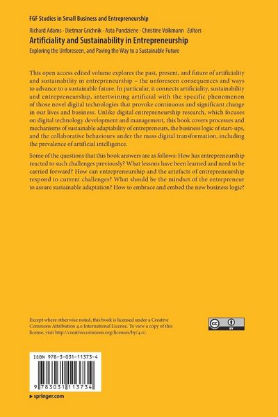 Produktbild: Artificiality and Sustainability in Entrepreneurship