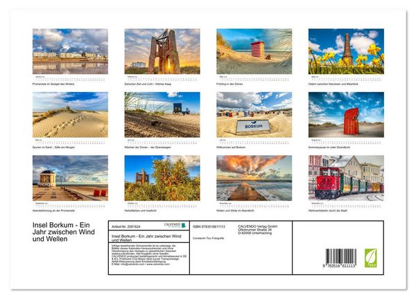 Produktbild: Insel Borkum - Ein Jahr zwischen Wind und Wellen (Wandkalender 2026 DIN A3 quer), CALVENDO Monatskalender