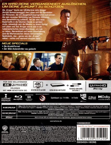 Produktbild: Eraser Steelbook (4K-UHD+Blu-ray)
