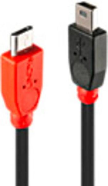 LINDY USB-Kabel USB 2.0 USB-Micro-B Stecker, USB-Mini-B Stecker 2.00 m Schwarz mit OTG-Funktion 31719