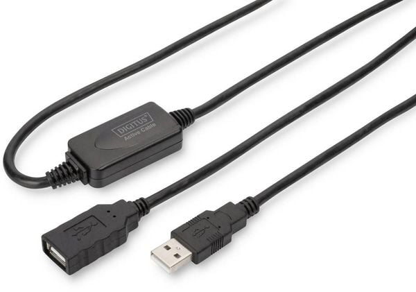 Digitus USB-Kabel USB 2.0 USB-A Buchse, USB-A Stecker 15.00 m Schwarz mit USB, mit Verlängerungskabel DA-73101