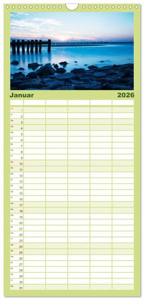 Produktbild: Familienplaner 2026 - Wangerooge &ndash; Eine Perle in der Nordsee. mit 5 Spalten (Wandkalender, 21 x 45 cm) CALVENDO