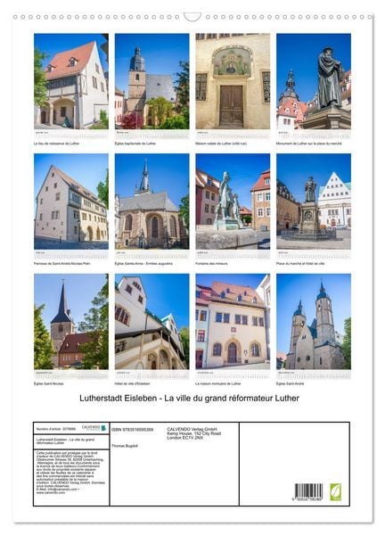 Produktbild: Lutherstadt Eisleben - La ville du grand r&eacute;formateur Luther (Calendrier mural 2026 DIN A2 horizontal), CALVENDO calendrier mensuel