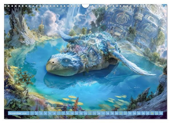 Produktbild: Fantasiekreaturen am Wasser - Biomorphe Landschaften (Wandkalender 2026 DIN A3 quer), CALVENDO Monatskalender