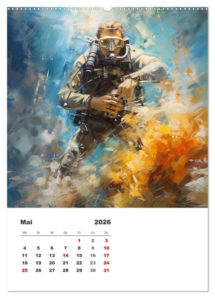 Produktbild: Tauchen im ewigen Blau. Eine Aquarell-Reise in die Tiefen der Meere (Wandkalender 2026 DIN A2 hoch), CALVENDO Monatskalender