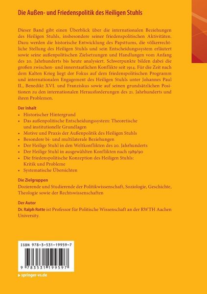 Produktbild: Die Au&szlig;en- und Friedenspolitik des Heiligen Stuhls