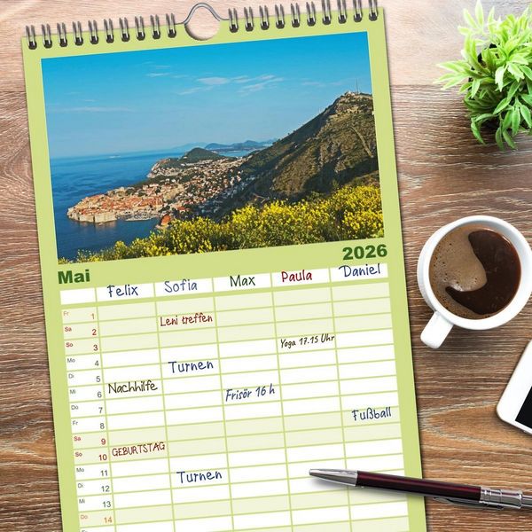 Produktbild: Familienplaner 2026 - Kroatien, Terminplaner mit 5 Spalten (Wandkalender, 21 x 45 cm) CALVENDO