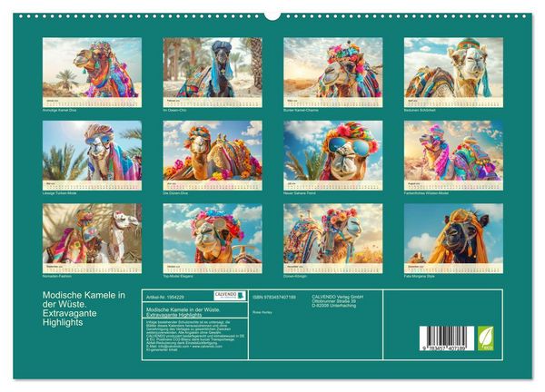 Produktbild: Modische Kamele in der W&uuml;ste. Extravagante Highlights (hochwertiger Premium Wandkalender 2026 DIN A2 quer), Kunstdruck in Hochglanz