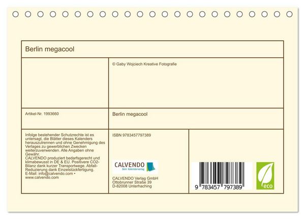 Produktbild: Berlin megacool (Tischkalender 2026 DIN A5 quer), CALVENDO Monatskalender