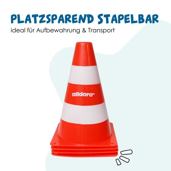 Produktbild: alldoro - Pylonen, 4er Set Leitkegel 18 cm