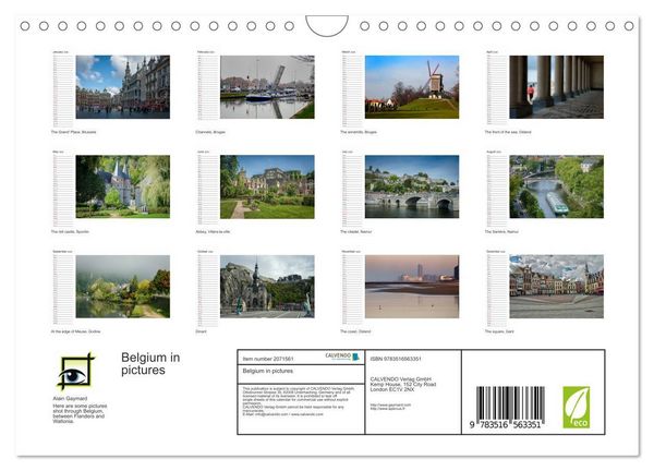 Produktbild: Belgium in pictures (Wall Calendar 2026 DIN A4 landscape), CALVENDO 12 Month Wall Calendar