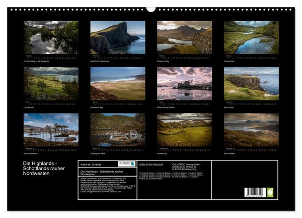 Produktbild: Die Highlands - Schottlands rauher Nordwesten (Wandkalender 2026 DIN A2 quer), CALVENDO Monatskalender