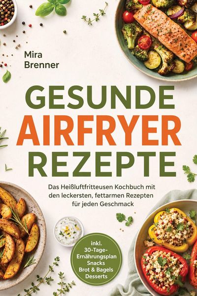 Produktbild: Gesunde Airfryer Rezepte: Das Hei&szlig;luftfritteusen Kochbuch mit den leckersten, fettarmen Rezepten f&uuml;r jeden Geschmack - inkl. 30-Tage-Ern&auml;hrungsplan, S
