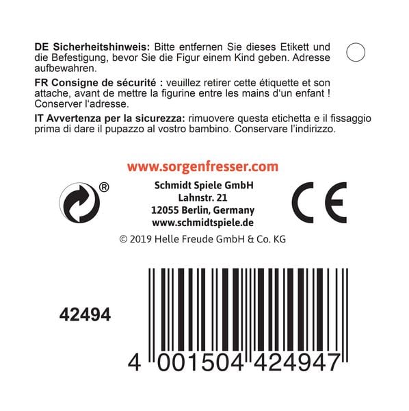 Produktbild: Schmidt 42494 - Pia, Sorgenfresser klein, 23,5 cm, Pl&uuml;sch