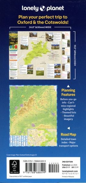 Produktbild: Lonely Planet Oxford & the Cotswolds Planning Map