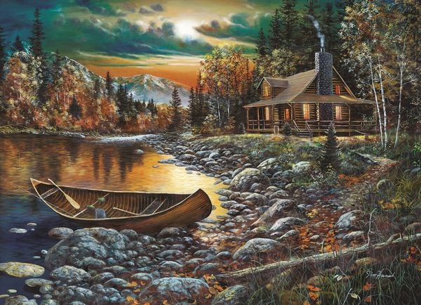 Produktbild: COBBLE HILL PUZZLES - Blockh&uuml;tte am See 1000 Teile
