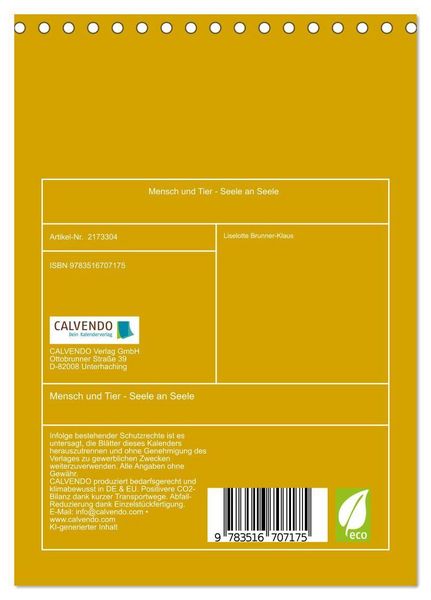 Produktbild: Mensch und Tier - Seele an Seele (Tischkalender 2026 DIN A5 hoch), CALVENDO Monatskalender