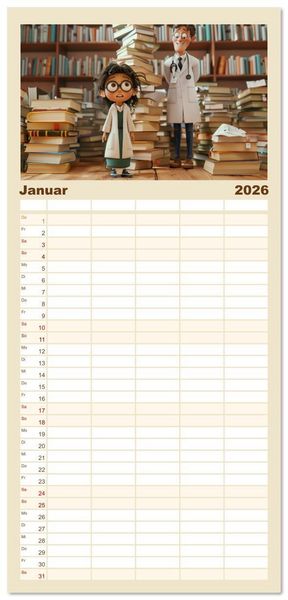 Produktbild: Familienplaner 2026 - Nur ein paar Semester Medizin mit 5 Spalten (Wandkalender, 21 x 45 cm) CALVENDO