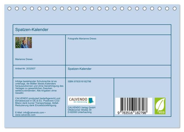 Produktbild: Spatzen-Kalender (Tischkalender 2026 DIN A5 quer), CALVENDO Monatskalender