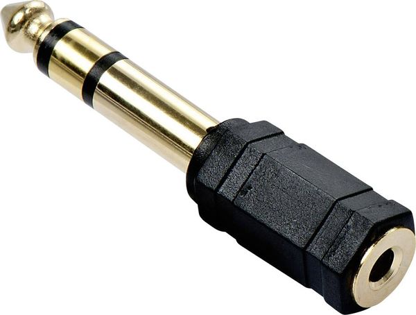 LINDY 35620 Klinke Audio Adapter [1x Klinkenstecker 6.35mm - 1x Klinkenbuchse 3.5 mm] Schwarz