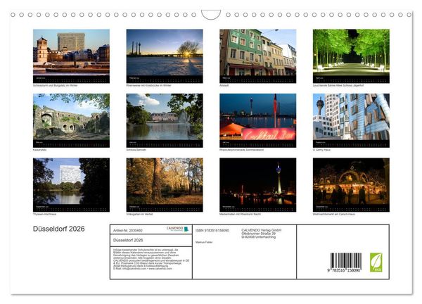 Produktbild: D&uuml;sseldorf 2026 (Wandkalender 2026 DIN A3 quer), CALVENDO Monatskalender