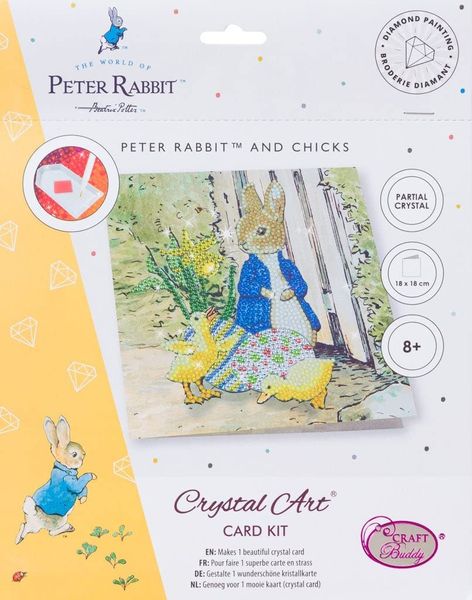 Produktbild: Craft Buddy CCK-PRBT04 - Crystal Art Cards, Peter Rabbit, Peter Hase und K&uuml;ken, 18x18 cm, Diamond Painting, Kunstkarte