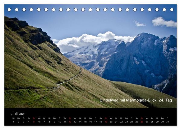Produktbild: TransAlp - zu Fu&szlig; &uuml;ber die Alpen von M&uuml;nchen nach Venedig (Tischkalender 2026 DIN A5 quer), CALVENDO Monatskalender