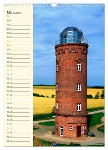 Produktbild: Deutsche Leuchtt&uuml;rme - maritimer Geburtstagsplaner (Wandkalender 2026 DIN A3 hoch), CALVENDO Monatskalender