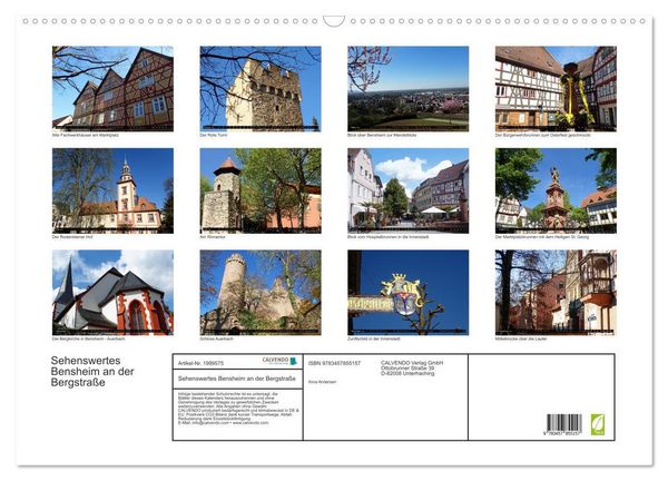 Produktbild: Sehenswertes Bensheim an der Bergstra&szlig;e (Wandkalender 2026 DIN A2 quer), CALVENDO Monatskalender