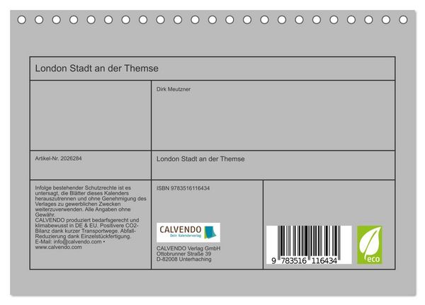 Produktbild: London Stadt an der Themse (Tischkalender 2026 DIN A5 quer), CALVENDO Monatskalender