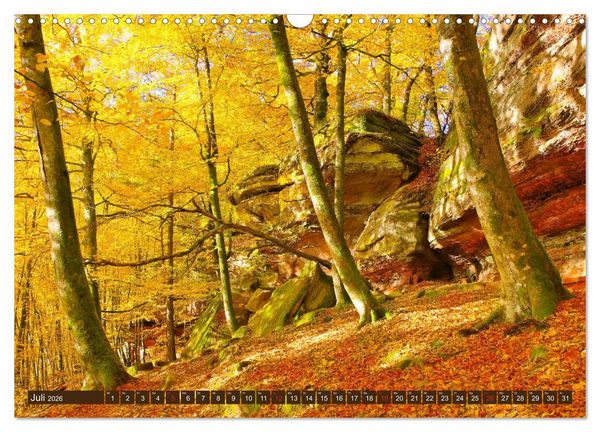 Produktbild: Der Altschlossfelsen - Gr&ouml;&szlig;te Felsformation der Pfalz im herbstlichen Farbspiel (Wandkalender 2026 DIN A3 quer), CALVENDO Monatskalender