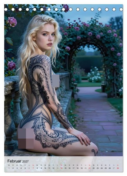 Produktbild: Tattoo Engel (Tischkalender 2027 DIN A5 hoch), CALVENDO Monatskalender