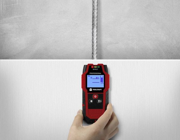 Produktbild: TOOLCRAFT Ortungsger&auml;t TO-9627699 Ortungstiefe (max.) 120mm Geeignet f&uuml;r Holz, eisenhaltiges Metall, nicht eisenhaltiges Metall