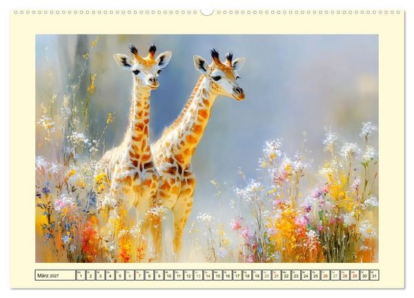 Produktbild: Giraffen. Anmut in weiter Landschaft (Wandkalender 2027 DIN A2 quer), CALVENDO Monatskalender