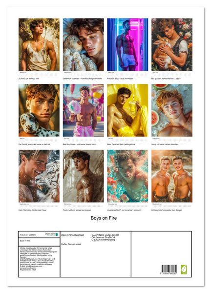 Produktbild: Boys on Fire (Wandkalender 2026 DIN A2 hoch), CALVENDO Monatskalender