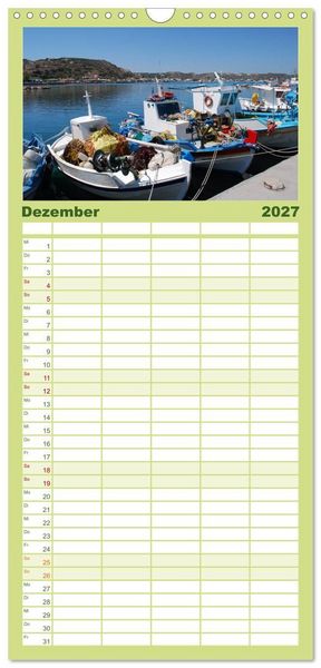 Produktbild: Familienplaner 2027 - Griechische Inseln mit 5 Spalten (Wandkalender, 21 x 45 cm) CALVENDO