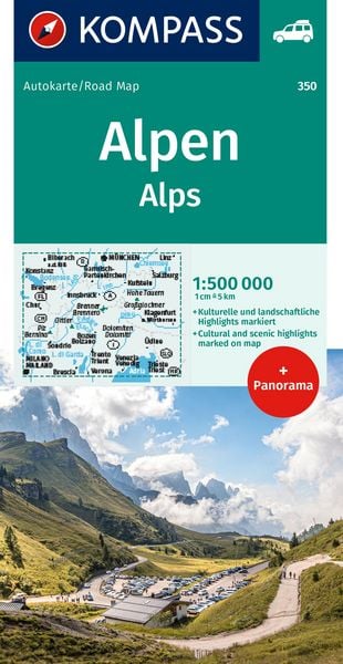 KOMPASS Autokarte KOMPASS Autokarte und Panoramakarte Alpen 1:500.000, Sonstige von , Kompass-Karten, 9783991543374