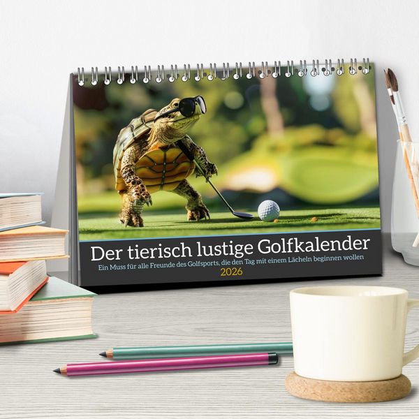 Produktbild: Der tierisch lustige Golfkalender (Tischkalender 2026 DIN A5 quer), CALVENDO Monatskalender