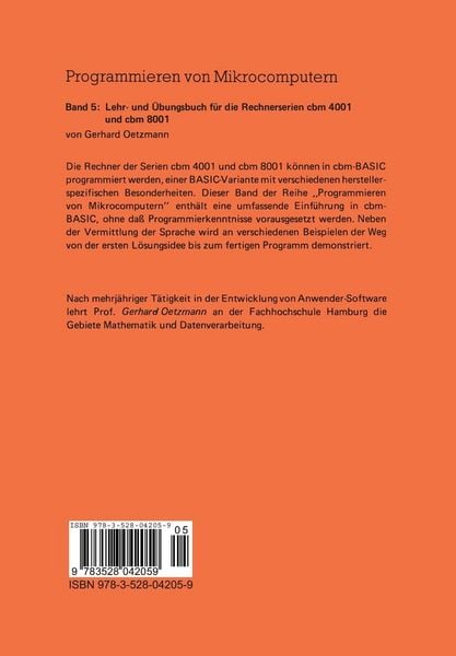Produktbild: Lehr- und &Uuml;bungsbuch f&uuml;r die Rechnerserien cbm 4001 und cbm 8001