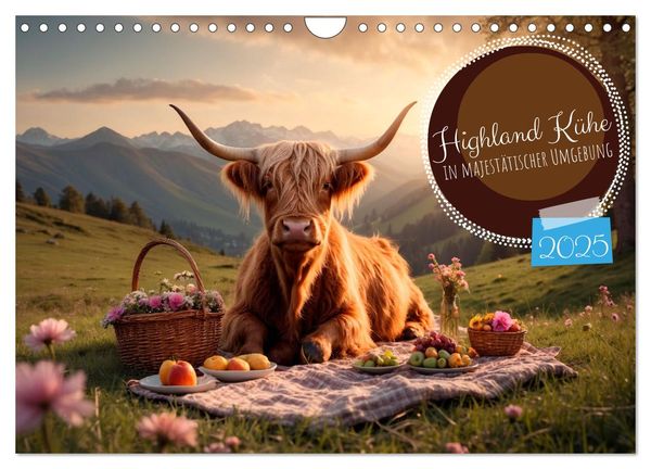 Highland Kühe (Wandkalender 2025 DIN A4 quer), CALVENDO Monatskalender