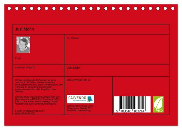 Produktbild: Just Mohn (Tischkalender 2026 DIN A5 quer), CALVENDO Monatskalender